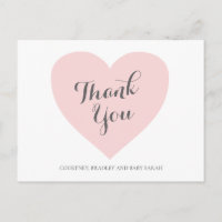 Cute Pastel Coeur Rose fille Baby shower Merci
