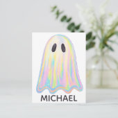 Carte Postale Cute Pastel Rainbow Ghost | Éffrayant esthétique (Debout devant)
