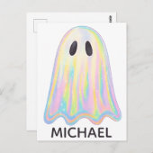 Carte Postale Cute Pastel Rainbow Ghost | Éffrayant esthétique (Devant / Derrière)