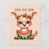 Carte Postale Cute pastèque kangourou ajouter un message (Devant)