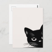 Carte Postale Cute Peeking Chat noir (Devant / Derrière)