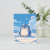 Carte Postale Cute Penguin Chick in Snowy Arctic Landscape (Debout devant)