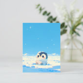 Carte Postale Cute Penguin Chick in Starry Arctic Landscape (Debout devant)