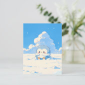 Carte Postale Cute Penguin Chick in Sunny Snowy Landscape (Debout devant)