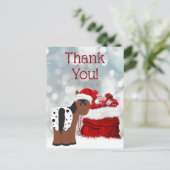 Carte Postale Cute Père Noël Cheval et Cadeaux Merci de vacances (Debout devant)