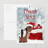 Carte Postale Cute Père Noël Cheval et Cadeaux Merci de vacances (Devant / Derrière)