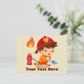 Carte Postale Cute Personnalisé Ajouter un nom Pompier (Debout devant)