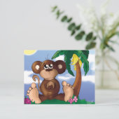 Carte Postale Cute Petit Singe assis à côté du Banana Tree (Debout devant)