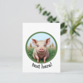 Carte Postale cute pig with your text (Debout devant)