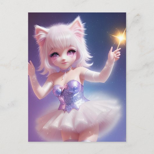 Carte Postale Cute Pink AI généré danse de ballet de chat (Devant)