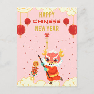 Carte postale Cute Pink Dragon Chinese New Year 20