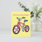 Carte Postale Cute pink kids bicycle cartoon illustration (Debout devant)
