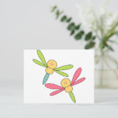 Carte Postale Cute Pink Shower Party Dragonfly Two Dragonflies (Debout devant)