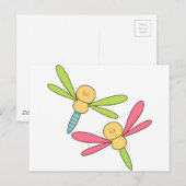 Carte Postale Cute Pink Shower Party Dragonfly Two Dragonflies (Devant / Derrière)
