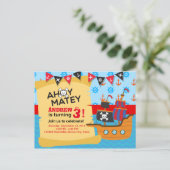 Carte Postale Cute Pirate bateau buny Baby boy Anniversaire (Debout devant)