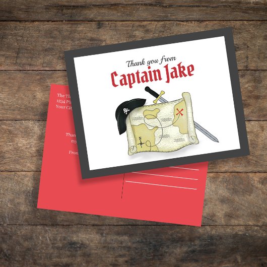 Carte Postale Cute Pirate Merci simple Personnalisé