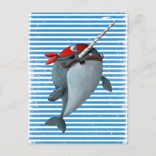 Carte Postale Cute Pirate Narwhal (Devant)