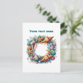 Carte Postale Cute plage seashell wreath personnalisable (Debout devant)