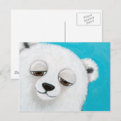Carte Postale Cute Polar Bear on Blue Post (Devant / Derrière)