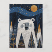 Carte Postale Cute Polar Bear Winter Scenery Nordic Christmas  (Devant)