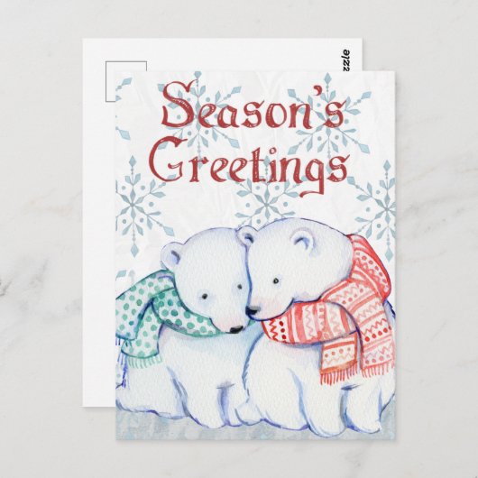Carte Postale Cute Polar Bears (Devant / Derrière)