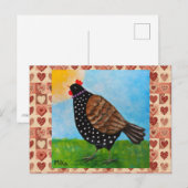 Carte Postale Cute Polka dot Black Chicken Hen Country Farm (Devant / Derrière)