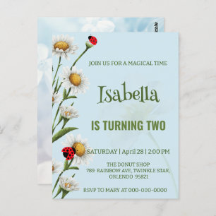 Carte Postale Cute Polka point Ladybug Anniversaire de enfant Bl