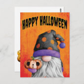 Carte Postale Cute Pumpkin Gnome Joyeux Halloween (Devant / Derrière)