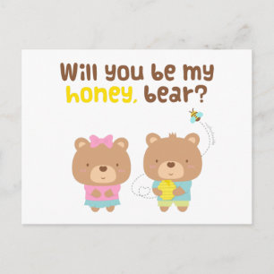 Carte Postale Cute Pun Love Confession Be My Honey Bear