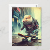 Carte Postale Cute Punk Rock Goth Skateboard Hamster (Devant / Derrière)