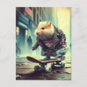 Carte Postale Cute Punk Rock Goth Skateboard Hamster (Devant)