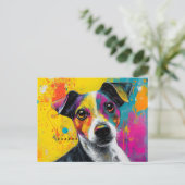 Carte Postale Cute Puppy Funny Dog Mixed Media Animal Pet (Debout devant)