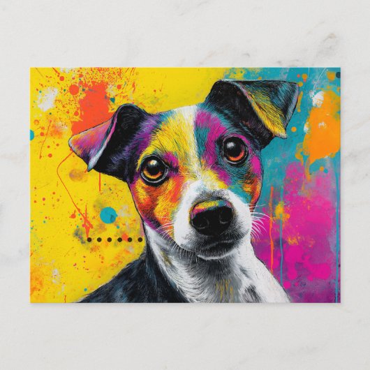 Carte Postale Cute Puppy Funny Dog Mixed Media Animal Pet (Devant)