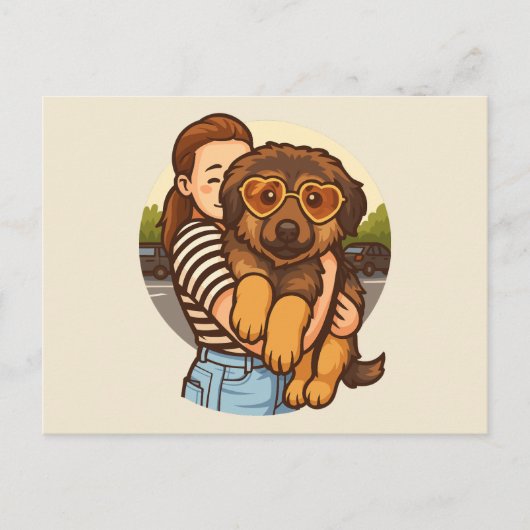Carte Postale Cute Puppy with Heart Sunglasses  (Devant)