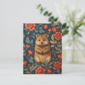Carte Postale Cute Quokka William Morris Inspiré Floral (Debout devant)