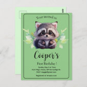 Carte Postale Cute raccoon animaux de forêt amis de forêt (Devant / Derrière)