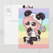 Carte Postale Cute Rainbow Anime Panda Girl (Devant / Derrière)