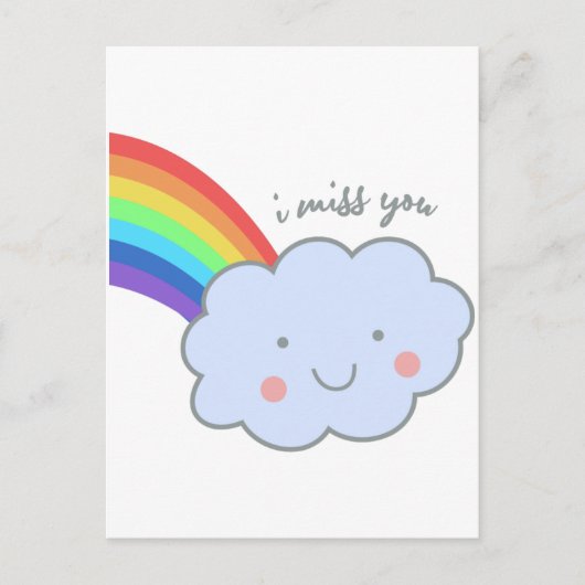 Carte Postale cute rainbow i miss you (Devant)