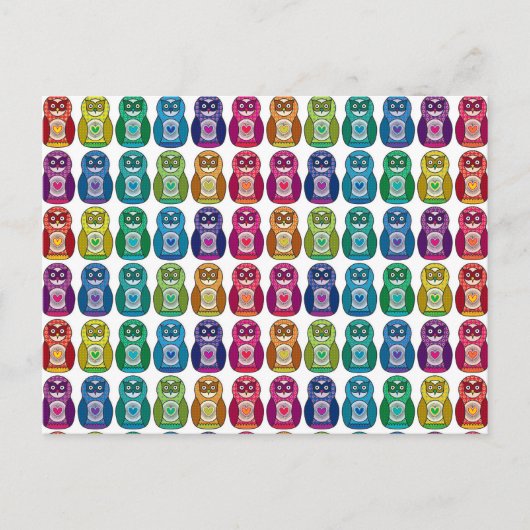 Carte postale - Cute Rainbow Matryoshka Owl (Devant)