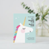 Carte Postale Cute Rainbow Unicorn Anniversaire Fête Invitation (Debout devant)