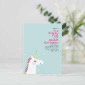 Carte Postale Cute Rainbow Unicorn Anniversaire Fête Invitation (Debout devant)