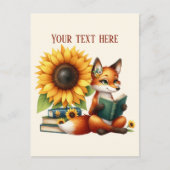Carte Postale Cute reading fox customizable (Devant)