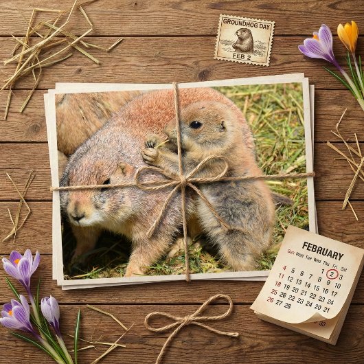 Carte Postale Cute Realistic Groundhog Family Photo