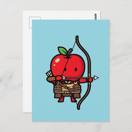 Carte Postale Cute Red Apple Samurai Archer Yumi Bow  (Devant / Derrière)