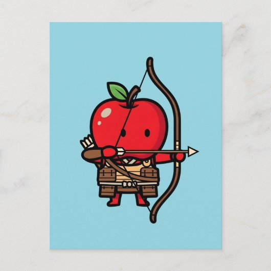 Carte Postale Cute Red Apple Samurai Archer Yumi Bow (Devant)