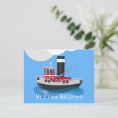 Carte Postale Cute red fishing trawler boat cartoon (Debout devant)