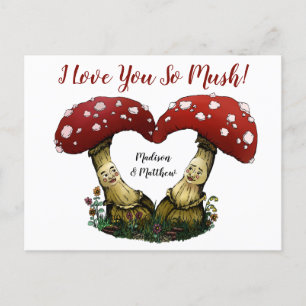 Carte Postale Cute Red Mushroom Pun I Love You Valentine's Day