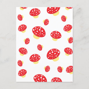 Carte Postale Cute Red Spotty Toadstool Champignons Motif