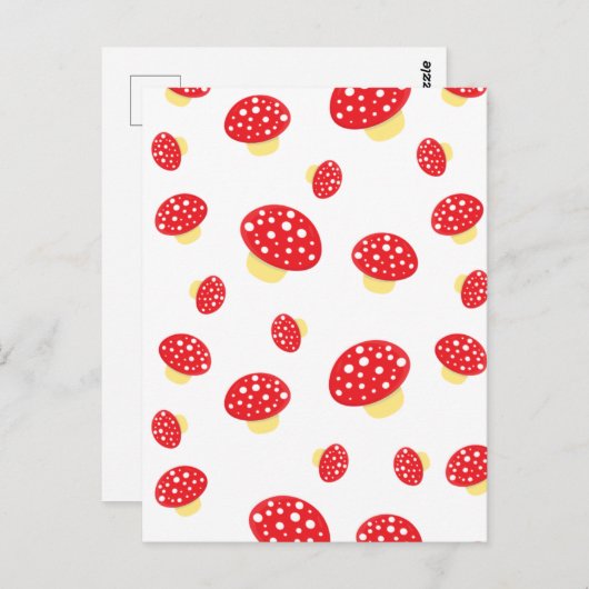 Carte Postale Cute Red Spotty Toadstool Champignons Motif (Devant / Derrière)