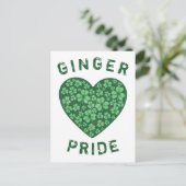 Carte Postale Cute Redhead Ginger Shamrock d'énergie Coeur vert (Debout devant)